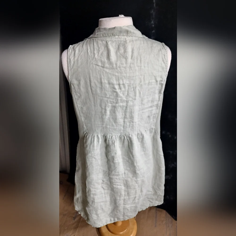 Italian 100% Cotton Quality Sleeveless Linen Dress Sz Med Large - Picture 3 of 7